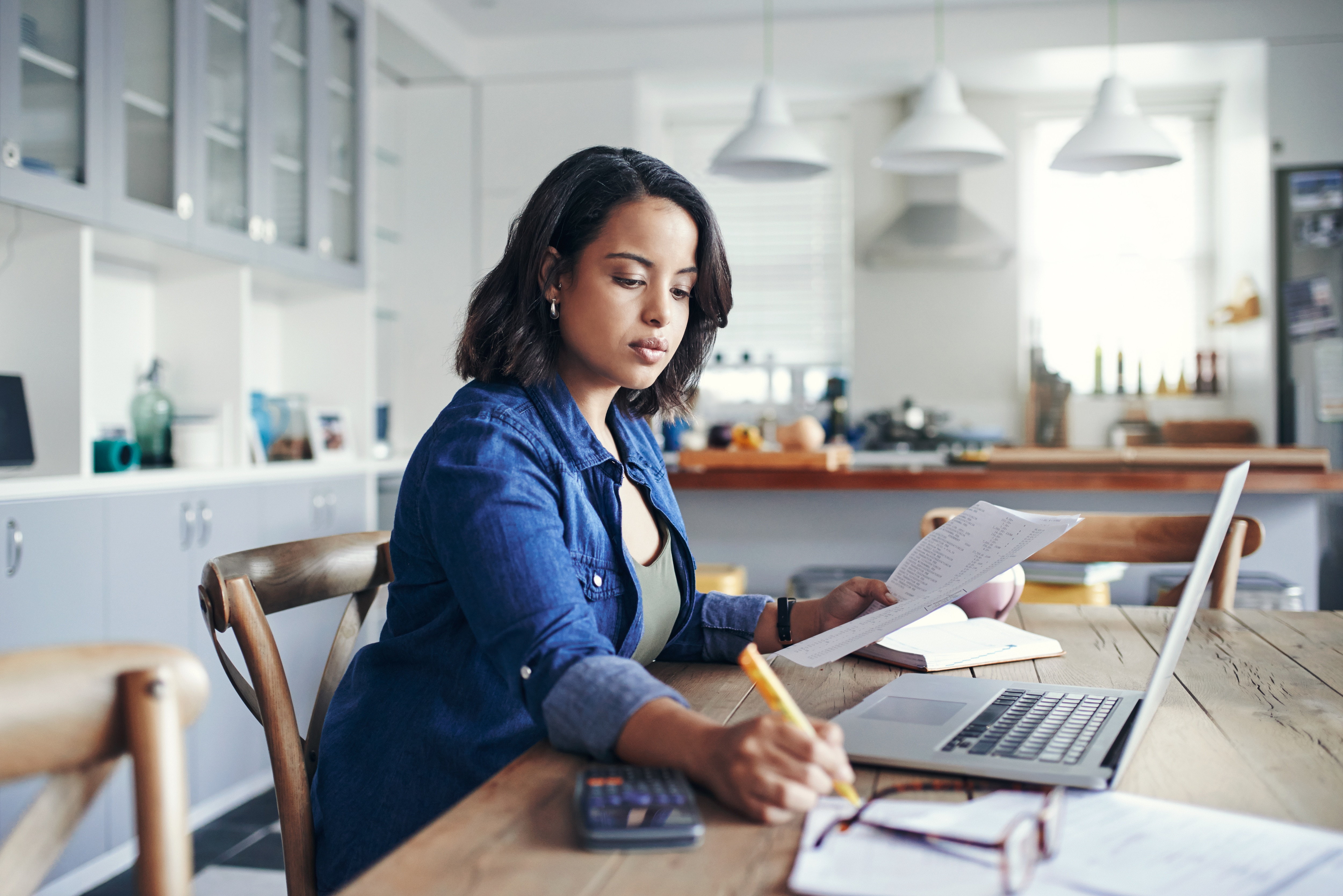 a woman working from home