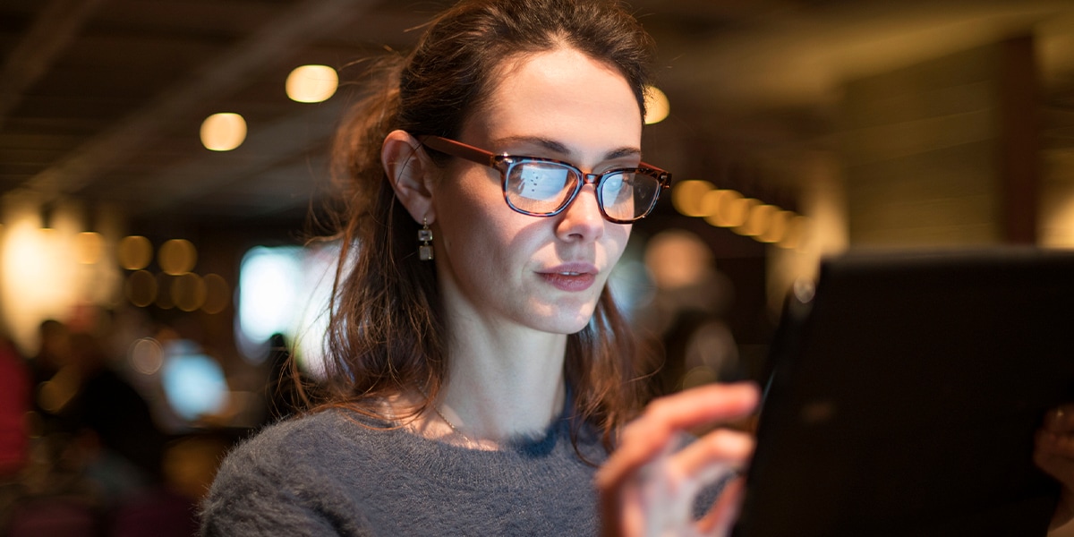 Woman looking at a tablet