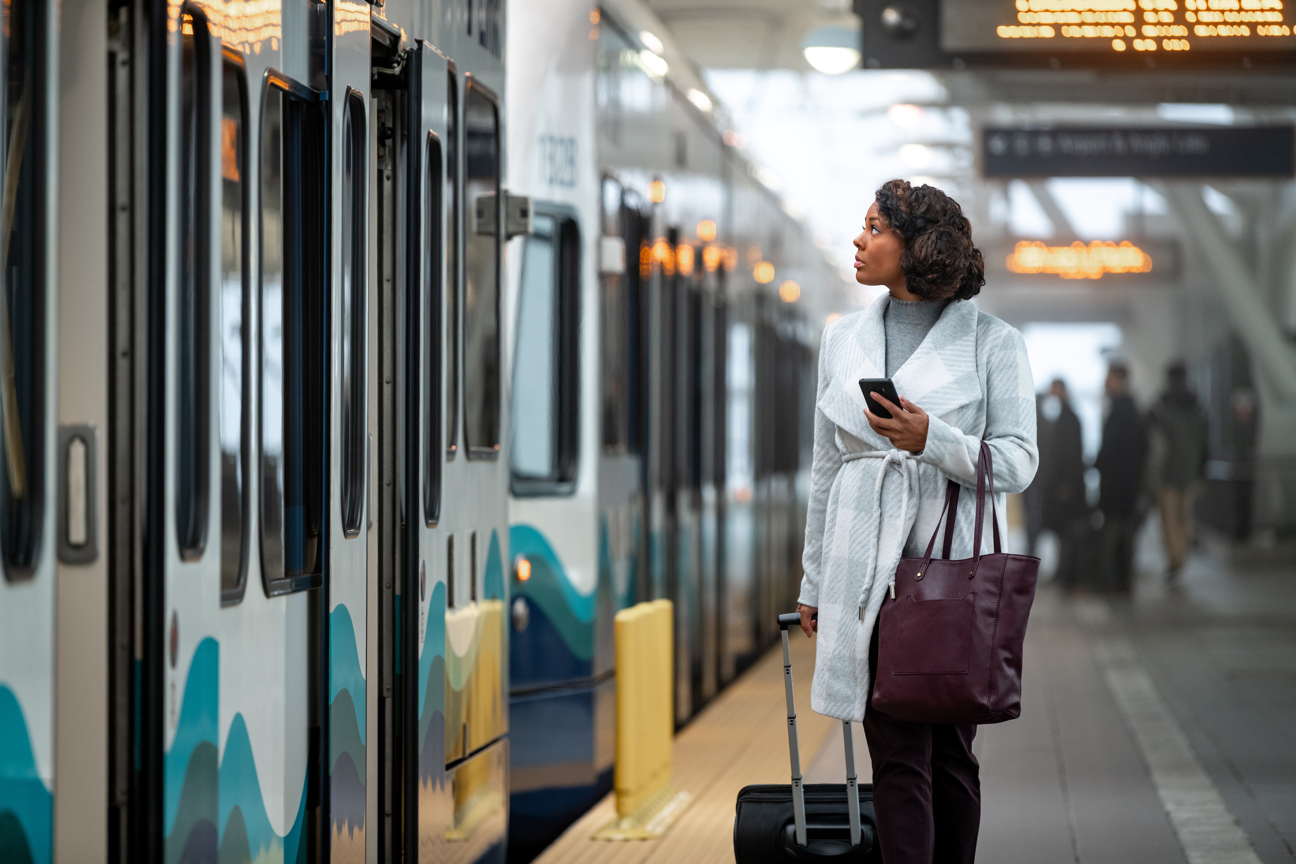 person at train station